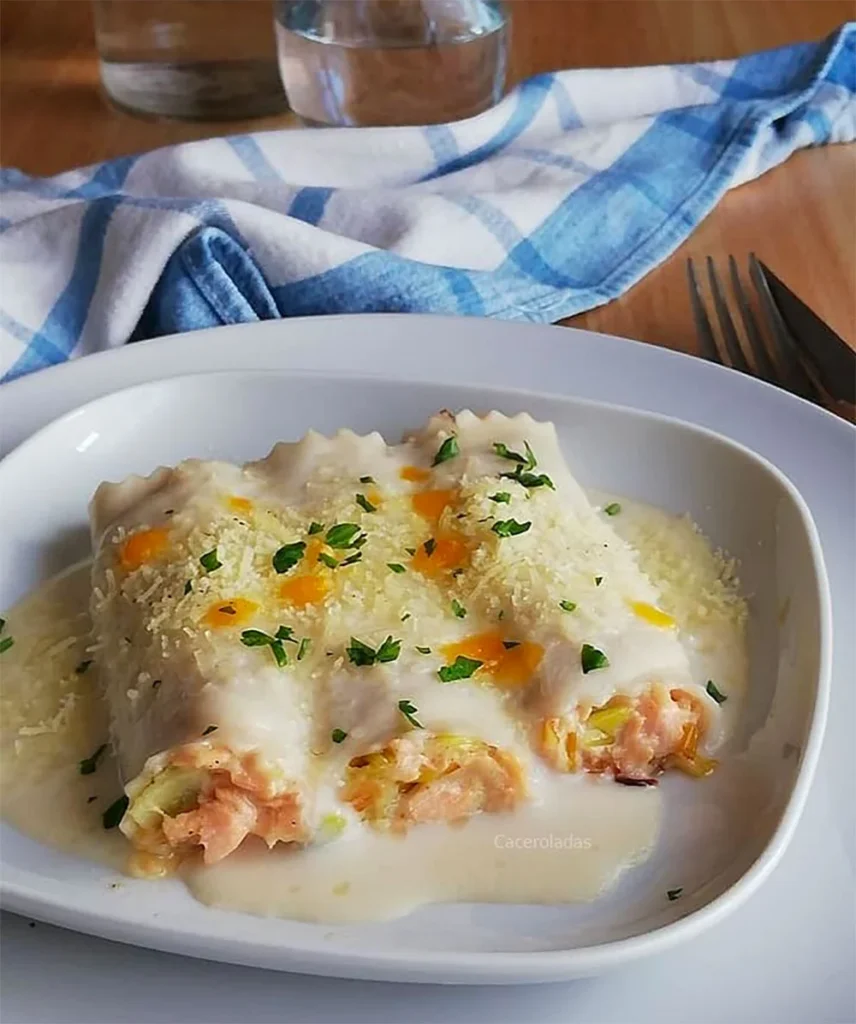 Cannellonis aux Poireaux et Saumon Fumé