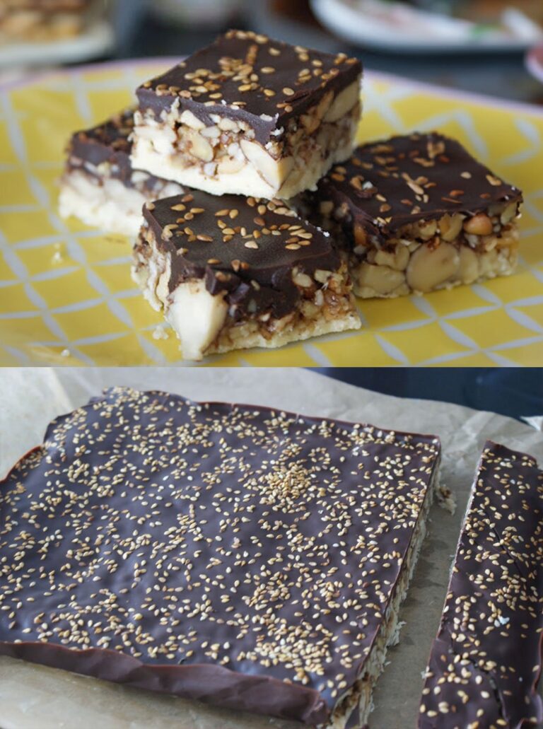 Carrés aux Fruits Secs et aux Deux Chocolats