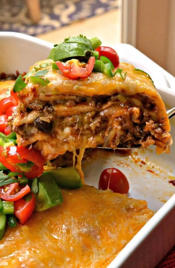 Casserole d'Enchiladas au Bœuf