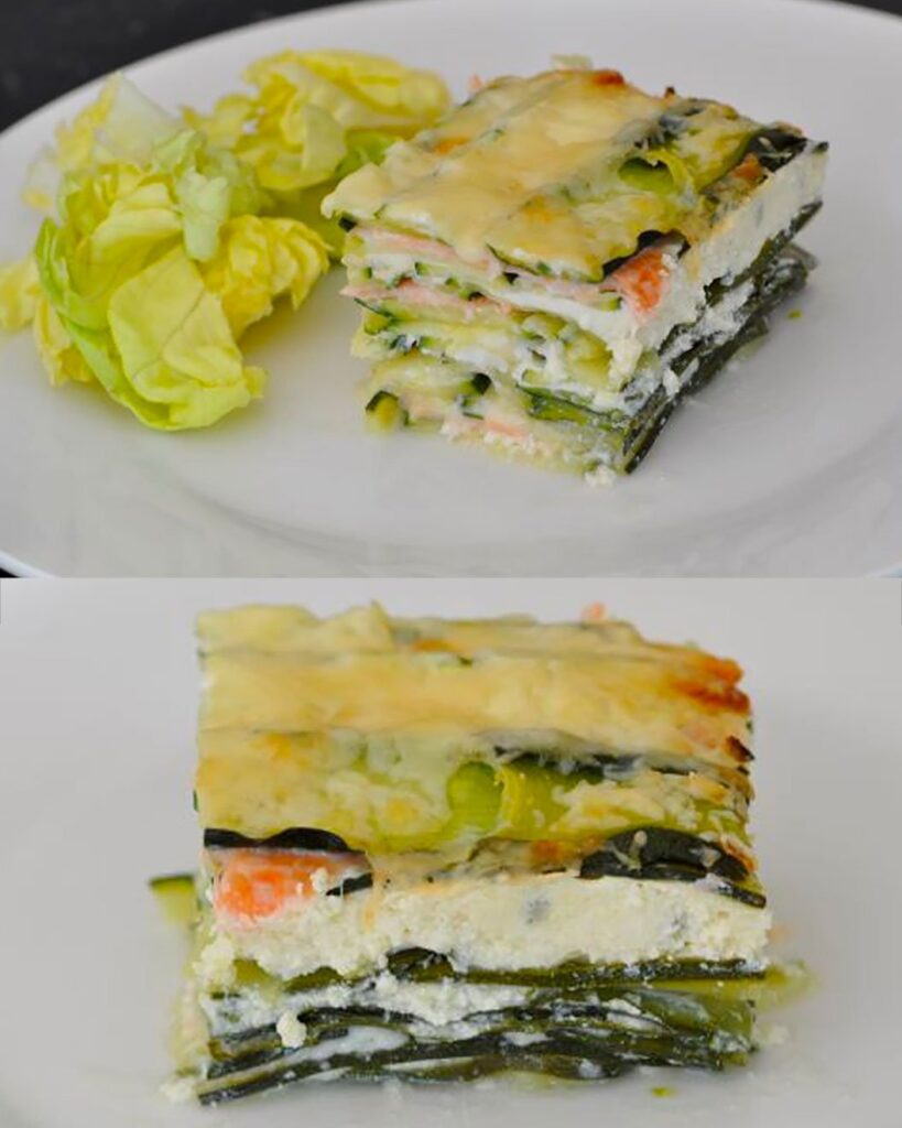 Mille-Feuilles de Courgettes, Saumon Fumé et Ricotta