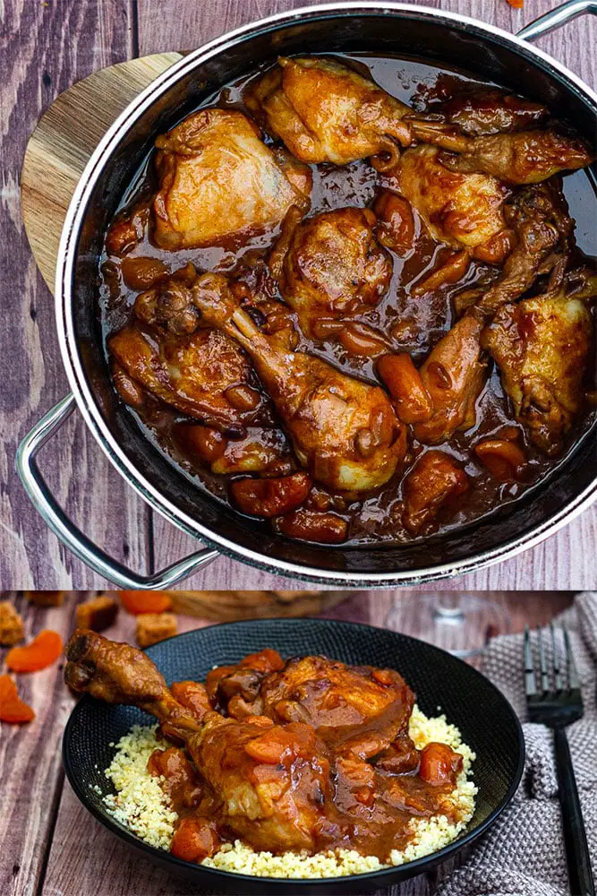 Poulet Mijoté au Pain d’Épices, Abricots Secs et Miel : Une Symphonie de Saveurs