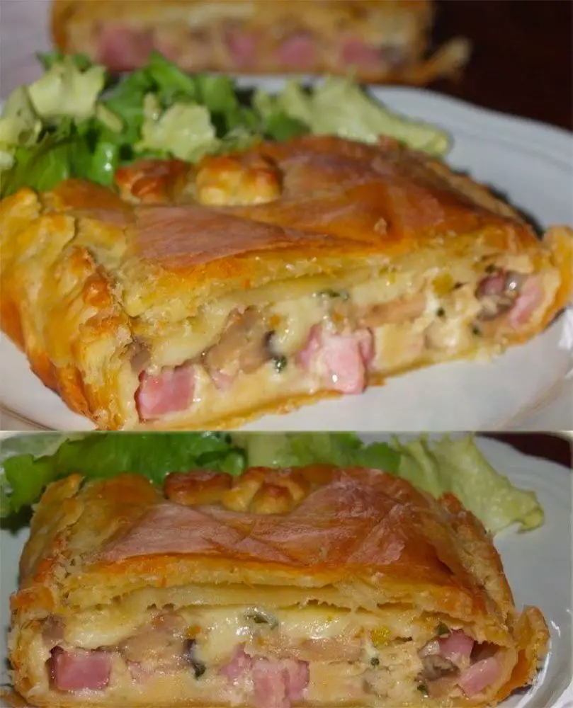 Tourte au Jambon, Champignons et Camembert