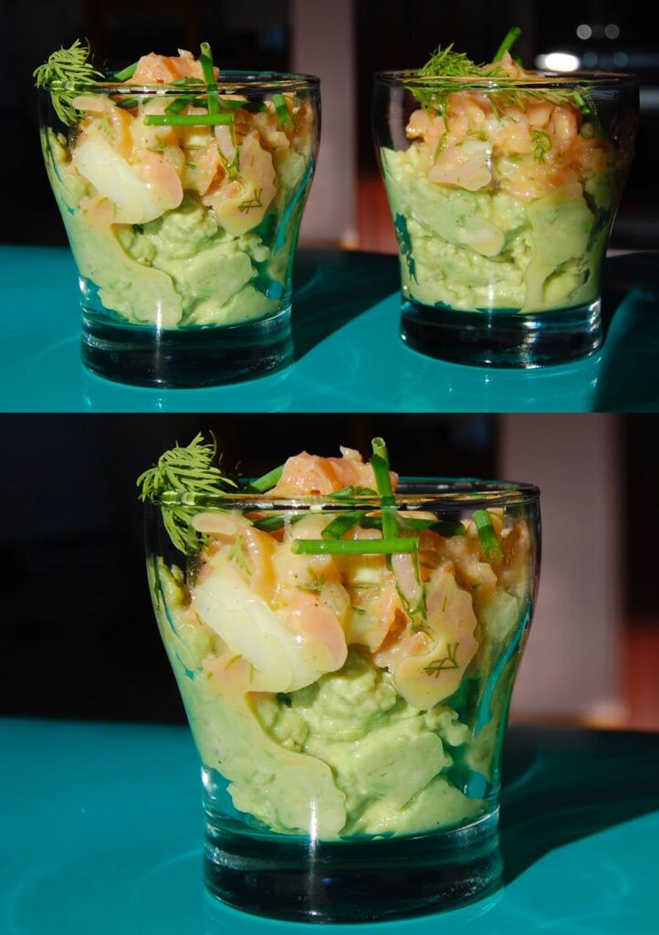 Verrines d'Avocats et Tartare de Saumon Fumé